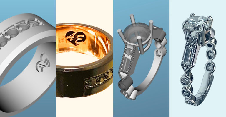 CAD images and Final Photos of 2 Custom Rings