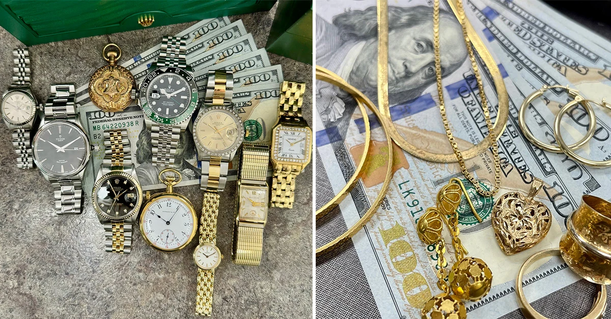 Gold & Silver Jewelry and watches with cash